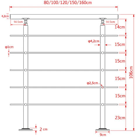 Rampe D’escalier Acier Affiné V2A 5 Tiges 100 Cm Rambarde Main Courante Balustrade 3 Rampe D’escalier Acier Affiné V2A 5 Tiges 100 Cm Rambarde Main Courante Balustrade – Image 3