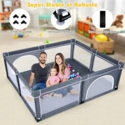 COSTWAY Parc Pour Bébé 206 X 185.5 Cm, Parc Enfant Intérieur Et Extérieur, Centre D’Activités Pour Enfants Avec Base Antidérapante Gris 9 COSTWAY Parc Pour Bébé 206 X 185.5 Cm, Parc Enfant Intérieur Et Extérieur, Centre D’Activités Pour Enfants Avec Base Antidérapante Gris -Mottetch Boutique 53989120 5