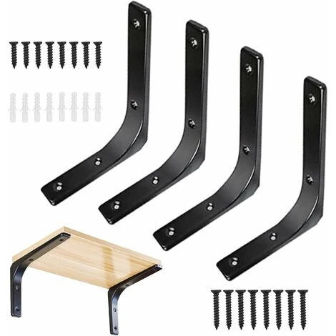 4pcs Triomphe Équerre Pour Étagère Murale Noire Support D’Étagère En Métal Équerre De Fixation Murale Equerre Murale En Forme De L Pour Meubles Décoration Connexion Avec Vis 150 X 125mm 1 4pcs Triomphe Équerre Pour Étagère Murale Noire Support D’Étagère En Métal Équerre De Fixation Murale Equerre Murale En Forme De L Pour Meubles Décoration Connexion Avec Vis 150 X 125mm