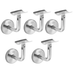 Randaco Supports De Main Courante 5 Pièces Acier Inoxydable Supports De Rampe Main Courante Supports Muraux Pour Garde-corps Support Pour Escalier Pour Escalier Avec Couvercle De Base