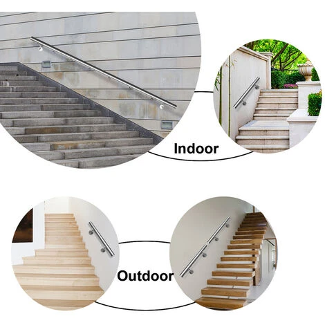 Randaco Main Courante En Acier Inoxydable Rampe D'escalier Support Mural Dispositif De Fixation Escaliers Acier Affiné 50cm 4 Randaco Main Courante En Acier Inoxydable Rampe D'escalier Support Mural Dispositif De Fixation Escaliers Acier Affiné 50cm – Image 4