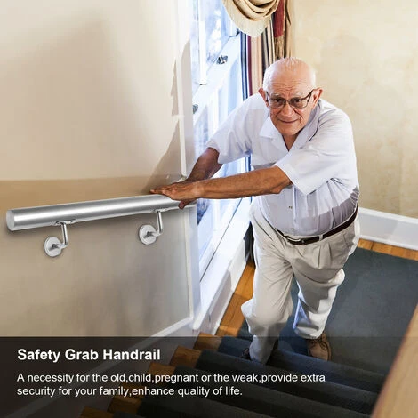 Randaco Main Courante En Acier Inoxydable Rampe D'escalier Support Mural Dispositif De Fixation Escaliers Acier Affiné 50cm 5 Randaco Main Courante En Acier Inoxydable Rampe D'escalier Support Mural Dispositif De Fixation Escaliers Acier Affiné 50cm – Image 5