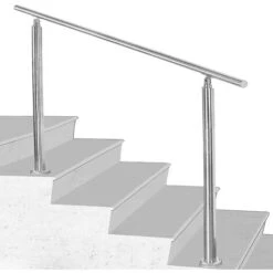 Randaco Rampe D'escalier Garde-corps De Porte Fenêtre Acier Inoxydable Main Courante Balustrade 100 Cm 0 Crossbars