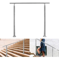 TolleTour Rampe D'escalier Acier Inoxydable Main Courante Balustrade Garde-corps Argenté 100 Cm 0 Crossbars