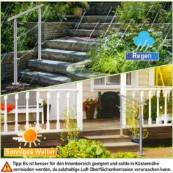 TolleTour Rampe D'escalier Acier Inoxydable Main Courante Balustrade Garde-corps Argenté 100 Cm 0 Crossbars 8 TolleTour Rampe D'escalier Acier Inoxydable Main Courante Balustrade Garde-corps Argenté 100 Cm 0 Crossbars -Mottetch Boutique 57645388 4