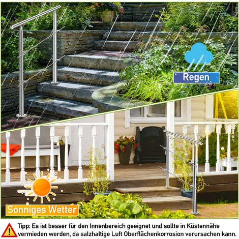 TolleTour Rampe D'escalier Acier Inoxydable Main Courante Balustrade Garde-corps Argenté 100 Cm 0 Crossbars 4 TolleTour Rampe D'escalier Acier Inoxydable Main Courante Balustrade Garde-corps Argenté 100 Cm 0 Crossbars – Image 4