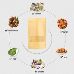 100 Stück Sac Papier Kraft Avec Fenetre,Sachet Kraft Alimentaire,Pochette Kraft, Réutilisables Et Hermétiques Sachet Zip Kraft Pour Emballer Les Graines Et Des Collations 9 X 14+3 Cm -Mottetch Boutique 58336081 3