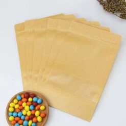 100 Stück Sac Papier Kraft Avec Fenetre,Sachet Kraft Alimentaire,Pochette Kraft, Réutilisables Et Hermétiques Sachet Zip Kraft Pour Emballer Les Graines Et Des Collations 9 X 14+3 Cm -Mottetch Boutique 58336081 4