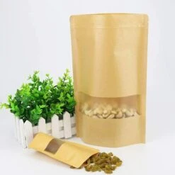 100 Stück Sac Papier Kraft Avec Fenetre,Sachet Kraft Alimentaire,Pochette Kraft, Réutilisables Et Hermétiques Sachet Zip Kraft Pour Emballer Les Graines Et Des Collations 9 X 14+3 Cm -Mottetch Boutique 58336081 5