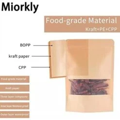 100 Stück Sac Papier Kraft Avec Fenetre(20x30cm+5), Sachet Kraft Alimentaire, Certifié FDA, Sécurité Des Matériaux, Pour Emballer Les Graines Et Des Collations -Mottetch Boutique 58336148 3