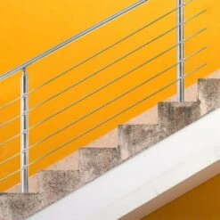 VINGO Rampe D'escalier Acier Inoxydable Main Courante Balustrade Garde-corps Argenté 80 Cm 5 Crossbars