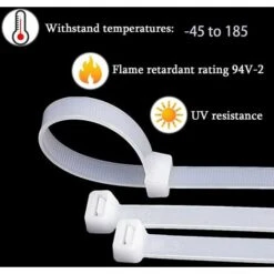 LYCXAMES -- 25CM Zip Ties White (100 Pack) 70lb Strength Heavy Duty Cable Wire Ties By Bolt Dropper, Self-Locking Nylon Zip Ties For Indoor And Outdoor -Mottetch Boutique 59304058 3