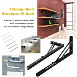 ZOLGINAH 2 Pièces Equerre Rabattable Murale Noir, 400 X170mm Support Console Pliable Equerre, Équerre Pliante Charge Lourde, Supports Équerre Étagère Pliante Pour Garage établi -Mottetch Boutique 59344257 4
