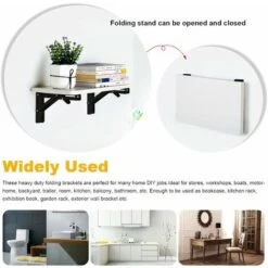 ZOLGINAH 2 Pièces Equerre Rabattable Murale Noir, 400 X170mm Support Console Pliable Equerre, Équerre Pliante Charge Lourde, Supports Équerre Étagère Pliante Pour Garage établi -Mottetch Boutique 59344257 5