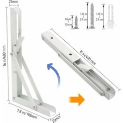 ZOLGINAH Lot De 2 Equerre Etagere 400mm, Support Console Pliable, Acier Inoxydable Equerre Rabattable Murale, 80KG/176lbs Porteur Blanc -Mottetch Boutique 59346120 5