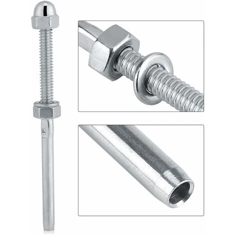 Câble Garde-corps Système Fileté Extrémité Du Goujon Terminal Pour 1/8 Câble Plate-forme Garde-corps Main Swage Tendeur De Câble En Acier Inoxydable(10pcs)LO-Ron 4 Câble Garde-corps Système Fileté Extrémité Du Goujon Terminal Pour 1/8 Câble Plate-forme Garde-corps Main Swage Tendeur De Câble En Acier Inoxydable(10pcs)LO-Ron – Image 4