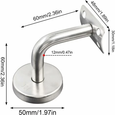 Support Main Courante Inox 304 Pour Rampe Escalier Support Mural Rampe Bois Argent 4 Pièces 4 Support Main Courante Inox 304 Pour Rampe Escalier Support Mural Rampe Bois Argent 4 Pièces – Image 4