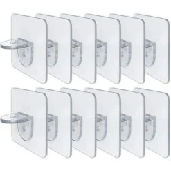 Support D'étagère Sans Poinçon - Clips D'étagères Auto-adhésifs Pour Armoires De Cuisine - Étagères à Livres - Supports De Partition Robustes - Goupille Pour Supports De Placard - Clapboard Layer-Load