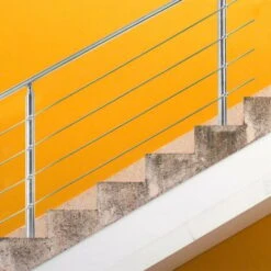 VINGO Rampe D'escalier Acier Inoxydable Main Courante Balustrade Garde-corps Argenté 100 Cm 4 Crossbars