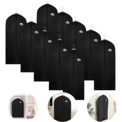 SWANEW 10x Housse à Vêtements 150 X 60cm Housse De Protection Noire