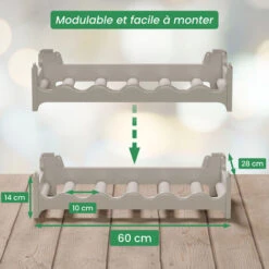 Étagère à Bouteilles Modulable ARTECSIS 24 Bouteilles - 60x28x54 Cm (LxlxH) – Cave à Vin En Plastique, Gris Granite - Range Bouteille -Mottetch Boutique 64884524 3
