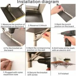 RHAFAYRE Étagère Murale Pliante De 500 Mm, Support De Pliant En Acier Inoxydable 304 Pour établi, Équerre Pliante Support, Equerre Pour Etagere Murale（2 Pièces), Argenté -Mottetch Boutique 66577160 5