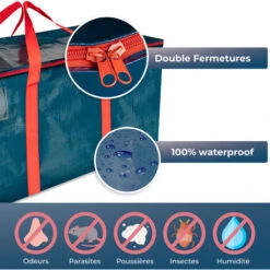 WRAPPYBAG® Lot 4 Sacs De Rangement XXL Pour Déménagement Et Voyage (76 X 38 X 36 Cm) – Solide & Étanche Avec Poignées Renforcées – Vêtement / Couette -Mottetch Boutique 67528403 3