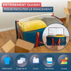 WRAPPYBAG® Lot 4 Sacs De Rangement XXL Pour Déménagement Et Voyage (76 X 38 X 36 Cm) – Solide & Étanche Avec Poignées Renforcées – Vêtement / Couette -Mottetch Boutique 67528403 4