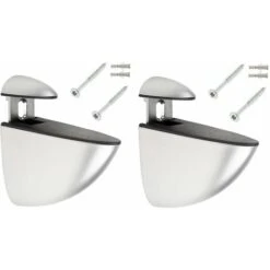 2x Support étagère Murale 55,5mm Réglable Type Pelican Métal Couleur Argent Chromé Mat Avec Vis + Cheville Cuisine Salle De Bain Meuble Taquet Attache Universel