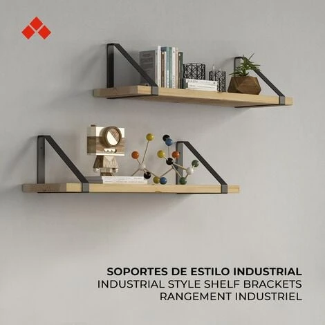 Support Pour étagère En Fer Forgé En Acier Forgée Noire Mesures 26112145mm Système De Fixation Vissé 1 Unité - Talla 2 Support Pour étagère En Fer Forgé En Acier Forgée Noire Mesures 26112145mm Système De Fixation Vissé 1 Unité - Talla – Image 2