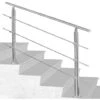 SWANEW Garde-corps Rampe D'escalier Escalier Acier Inoxydable Utilisable Comme , Parapet Rambarde, Balcon Ou Terrasse 80cm Avec 3 Tringles