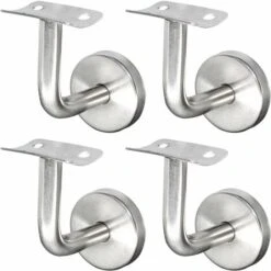 Support Main Courante Inox Pour Rampe Escalier Support Mural Rampe Bois Argent (4 Pièces)