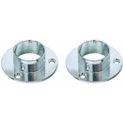 2x Support De Tringle à Visser Rond Diamètre 25mm En Zinc Chromé Meuble Penderie Armoire Placard Garde Robe Porte Manteau