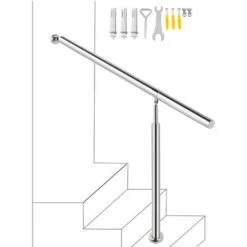 VEVOR 3-4 Etapes Main Courante Rampe Deescalier Pour Escalier Exterieur En Acier Inoxydable Garde-corps Escalier Exterieur Angle Reglable Rampe Deescalier Exterieur Porche Jardin Interieur