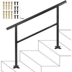 VEVOR Escalier Extérieur De Main Courante 121 X 89,5 Cm Noir Pour 3 à 4 étapes