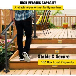 VEVOR Escalier Extérieur De Main Courante 121 X 89,5 Cm Noir Pour 3 à 4 étapes -Mottetch Boutique 69342910 5