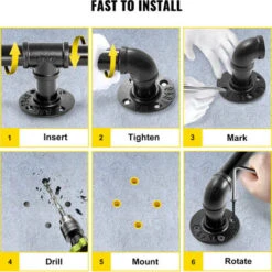 VEVOR Rampe Escalier Murale Main Courante En Acier Carbone Garde-Corps Metal Tube Rambarde Muraux Pour Enfants Personnes Âgees Interieur Exterieur (11ft/3.3m, 0.32CM/200KG) 9 VEVOR Rampe Escalier Murale Main Courante En Acier Carbone Garde-Corps Metal Tube Rambarde Muraux Pour Enfants Personnes Âgees Interieur Exterieur (11ft/3.3m, 0.32CM/200KG) -Mottetch Boutique 69343079 5