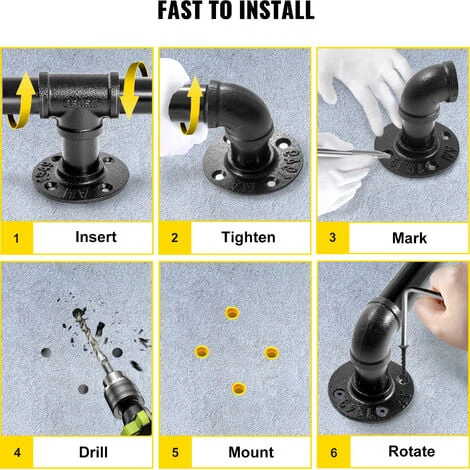 VEVOR Rampe Escalier Murale Main Courante En Acier Carbone Garde-Corps Metal Tube Rambarde Muraux Pour Enfants Personnes Âgees Interieur Exterieur (11ft/3.3m, 0.32CM/200KG) 5 VEVOR Rampe Escalier Murale Main Courante En Acier Carbone Garde-Corps Metal Tube Rambarde Muraux Pour Enfants Personnes Âgees Interieur Exterieur (11ft/3.3m, 0.32CM/200KG) – Image 5