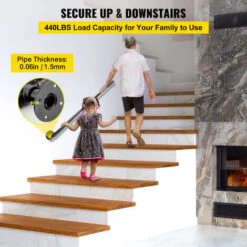 VEVOR Rampe Escalier Murale 0,9 M Main Courante Acier Carbone Garde-Corps En Metal Capacite Charge 200 Kg/Tube Rambarde En Tube 32 Mm 2 Supports Muraux Pour Enfants Personnes Agees Interieur Exterieur -Mottetch Boutique 69343255 3