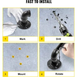 VEVOR Rampe Escalier Murale 0,9 M Main Courante Acier Carbone Garde-Corps En Metal Capacite Charge 200 Kg/Tube Rambarde En Tube 32 Mm 2 Supports Muraux Pour Enfants Personnes Agees Interieur Exterieur -Mottetch Boutique 69343255 5