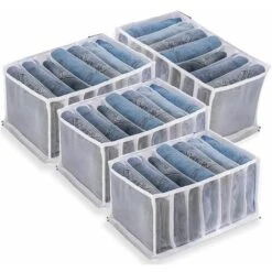 Boîte De Rangement Pour Jeans,4 Pièces Organisateur De Garde-robe,Rangements Boîtes De Jeans,Boîte Séparation Maille Tiroir à Vêtements, Pour Pantalons, Jeans, Pulls,T-Shirt,Pantalon,Chemises