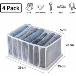 Boîte De Rangement Pour Jeans,4 Pièces Organisateur De Garde-robe,Rangements Boîtes De Jeans,Boîte Séparation Maille Tiroir à Vêtements, Pour Pantalons, Jeans, Pulls,T-Shirt,Pantalon,Chemises -Mottetch Boutique 69692424 3