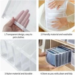 Boîte De Rangement Pour Jeans,4 Pièces Organisateur De Garde-robe,Rangements Boîtes De Jeans,Boîte Séparation Maille Tiroir à Vêtements, Pour Pantalons, Jeans, Pulls,T-Shirt,Pantalon,Chemises -Mottetch Boutique 69692424 4