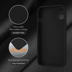 Coque Pour IPhone 11, Silicone [bords Carrés] Et [protection De L'appareil Photo] Coque De Téléphone Améliorée Avec Doublure En Microfibre Douce Anti-rayures, 6,1 Pouces, Noir -Mottetch Boutique 71339739 5