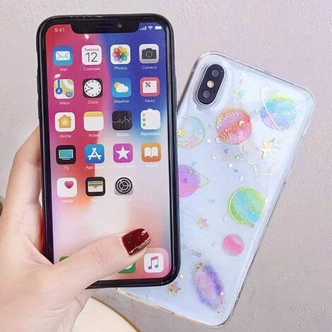 Coque Transparente Pour IPhone XR, Motif Scintillant Fait à La Main Avec étoiles De Lune Dorées, Coque Fine En TPU Souple Compatible Avec IPhone XR 6,1 Pouces 2 Coque Transparente Pour IPhone XR, Motif Scintillant Fait à La Main Avec étoiles De Lune Dorées, Coque Fine En TPU Souple Compatible Avec IPhone XR 6,1 Pouces – Image 2