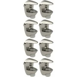 8x Taquet Métal Pour Plateau Tablette Verre Vitre Avec Vis De Réglage Finition Nickelée Support Placard Meuble Etagère Armoire Pince Fixation Réglable épaisseur Tablette 5 - 6mm