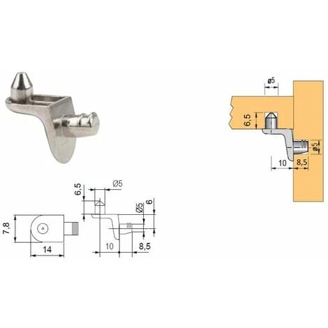 20x Taquet En Acier Finition Nickel Pour étagère équerre Tenon 5mm Support Attache Placard Meuble Armoire Fixation Universel 2 20x Taquet En Acier Finition Nickel Pour étagère équerre Tenon 5mm Support Attache Placard Meuble Armoire Fixation Universel – Image 2