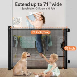 Barrière De Sécurité Enfant Extensible Barrière D'escalier Fermeture Facile H.84 X L.140 Cm Max. Noir -Mottetch Boutique 71626898 3