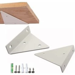 2 Pièces Supports Equerre Etagere,Console Pour étagère ,Supports Etagere Dissimulé Invisible,Support Etageres Murales Triangle, Pour Chambre À Coucher Salon (Blanc)