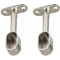 2x Support De Tringle à Visser Fermé Ovale 15,5 X 30,5mm En Métal Chromé Dressing Meuble Penderie Armoire Placard Garde Robe Porte Manteau